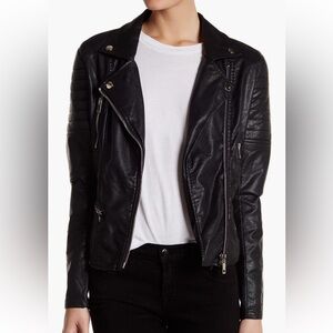 BlankNYC Vegan Faux Leather Cropped Moto Jacket Black XS